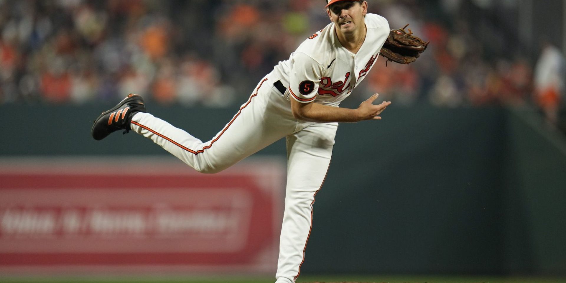 Baltimore Orioles starting pitcher Dean Kremer throws during the second inning of a baseball game between the Baltimore Orioles and the Boston Red Sox, Thursday, Sept. 28, 2023, in Baltimore. The Orioles won 2-0. (AP Photo/Julio Cortez)