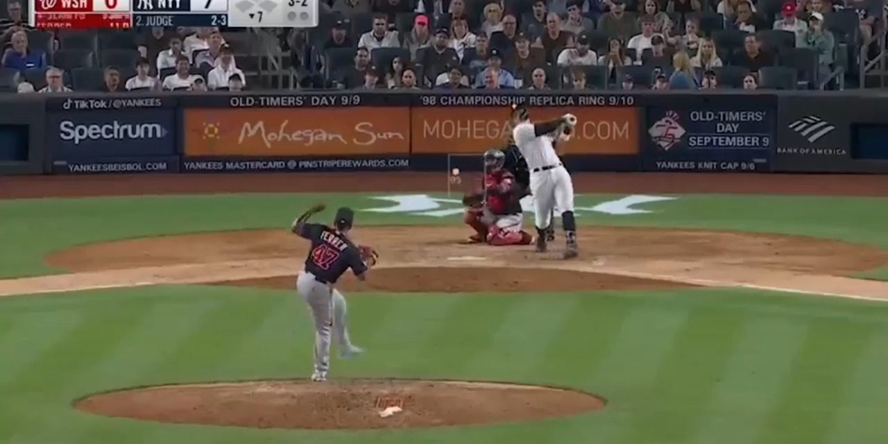 Yankees' Aaron Judge smacks his THIRD homer of the game against the Nationals